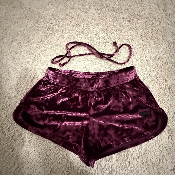 PINK Victoria's Secret Velvet Pajama Set in Rich Purple - Picture 2 of 3